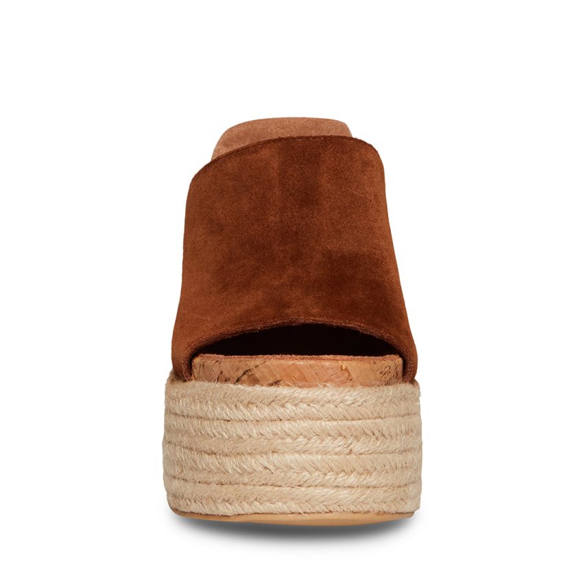 Sandalias de Plataforma Steve Madden Becca Chestnut Gamuza Mujer Marrones | ES ER0132